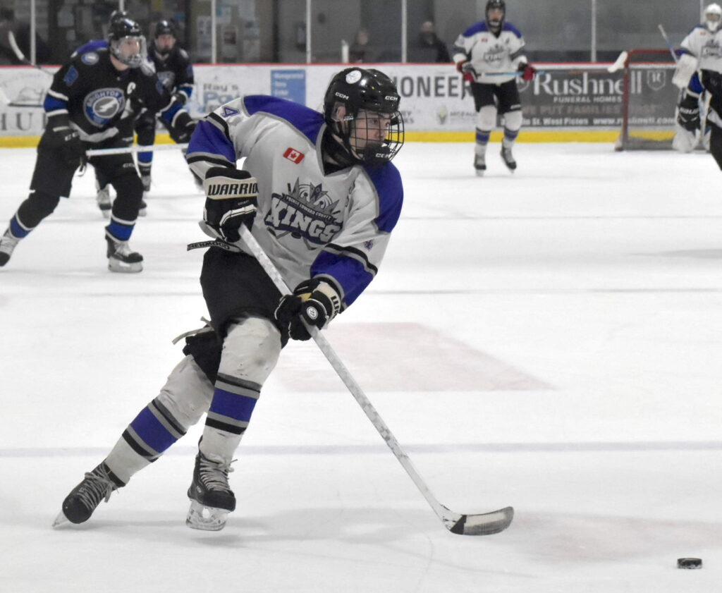 <p>U18 Prinzen Ford Kings captain Alex Lavender has seven goals in six playoff games this season. (Jason Parks/Gazette Staff)</p>

