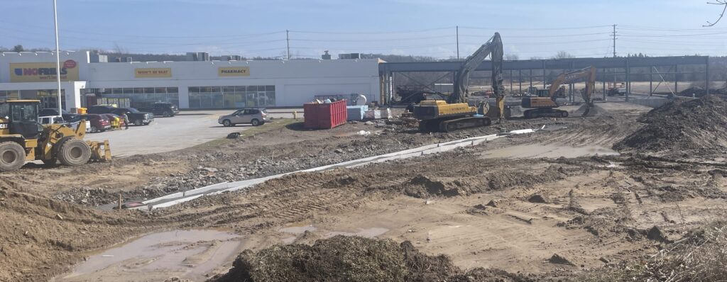 <p>Construction of the new Shoppers and extension of parking lot.</p>

