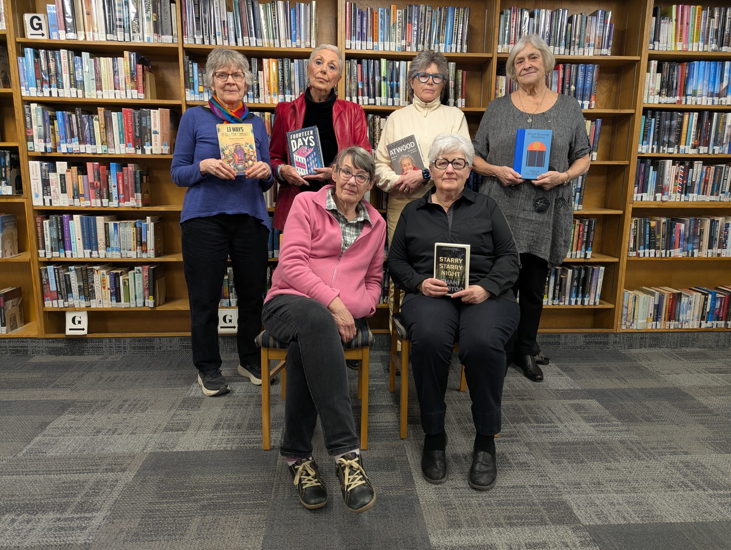 <p>County Reads 2026 contestants. Standing: Penny Morris, Dorothy Speirs, Shelagh Hurley and Judy Kent. Seated: Janet Kellough and Carlyn Moulton. (Photo: Chris Fanning / Gazette Staff)</p>
