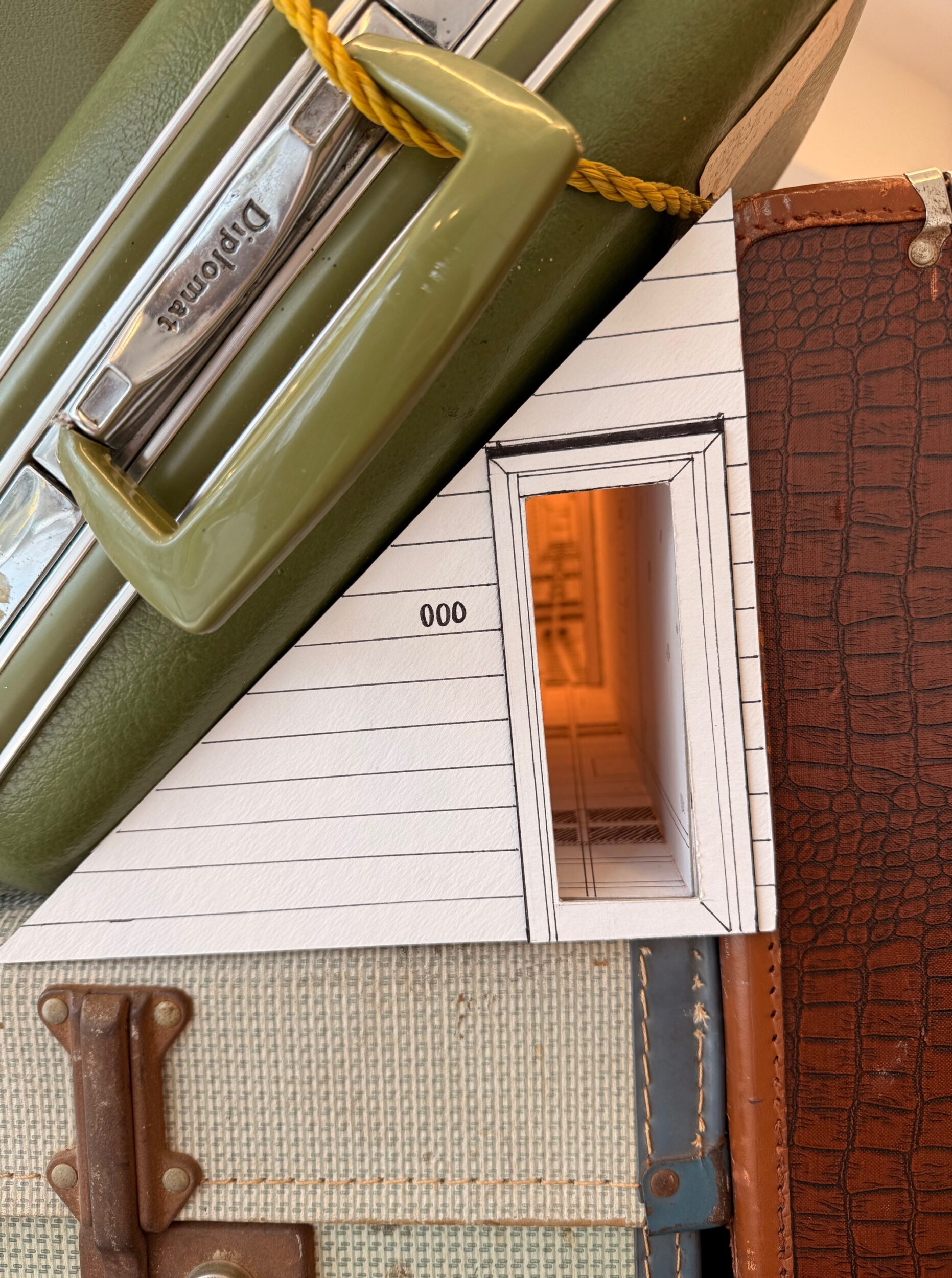 <p>Detail from Come on In, by Chrissy Poitras and Kyle Topping, an installation in the Lobby/Barlow Room, Hotel Confidential. (Image Courtesy of County Arts)</p>
