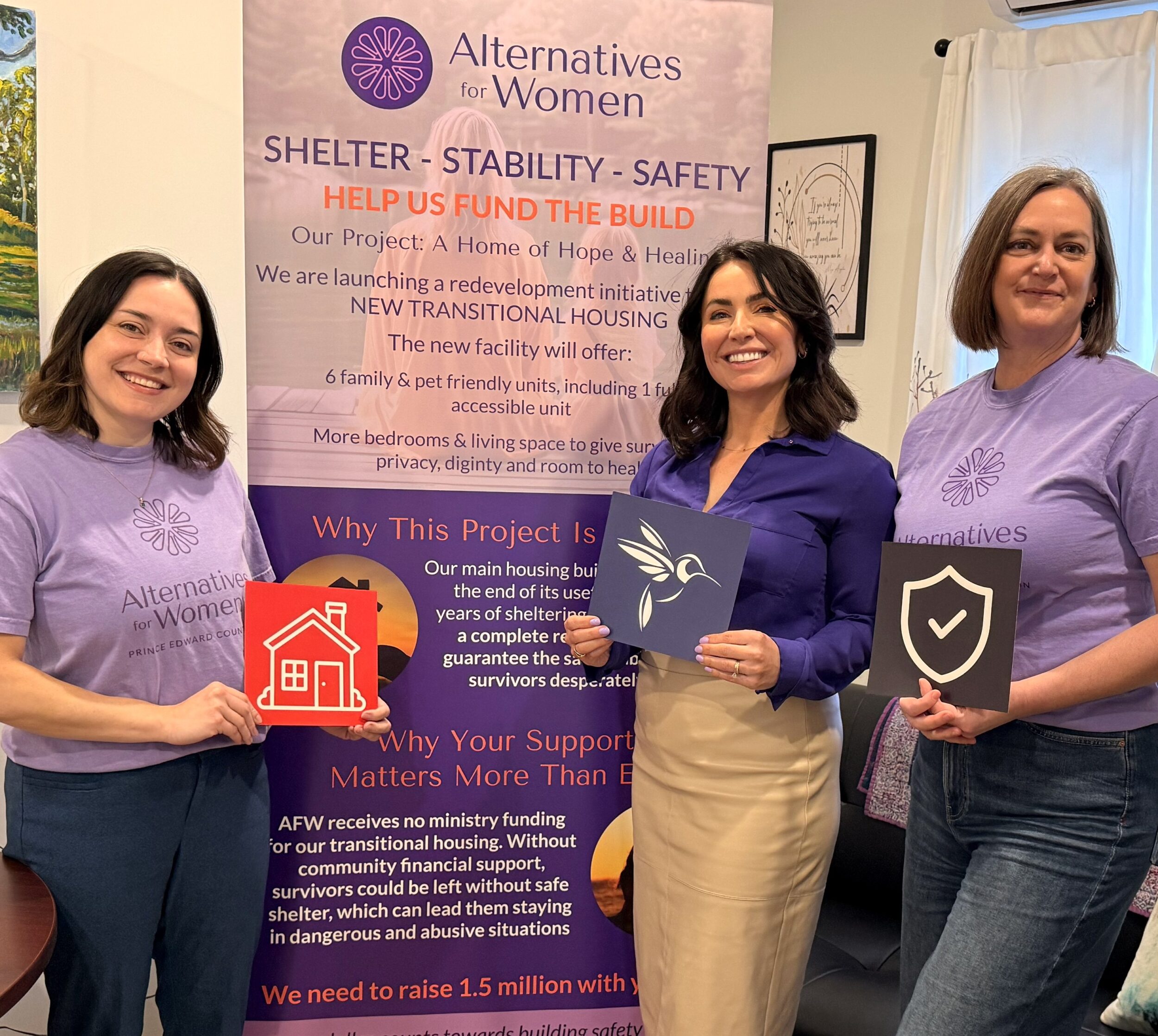 <p>Capital cooperation: Julie Watson of AFW, Dominique Jones of the County Foundation, and<br />
Foundation Board Chair Emily Cowan. (Image courtesy of the County Foundation)</p>
