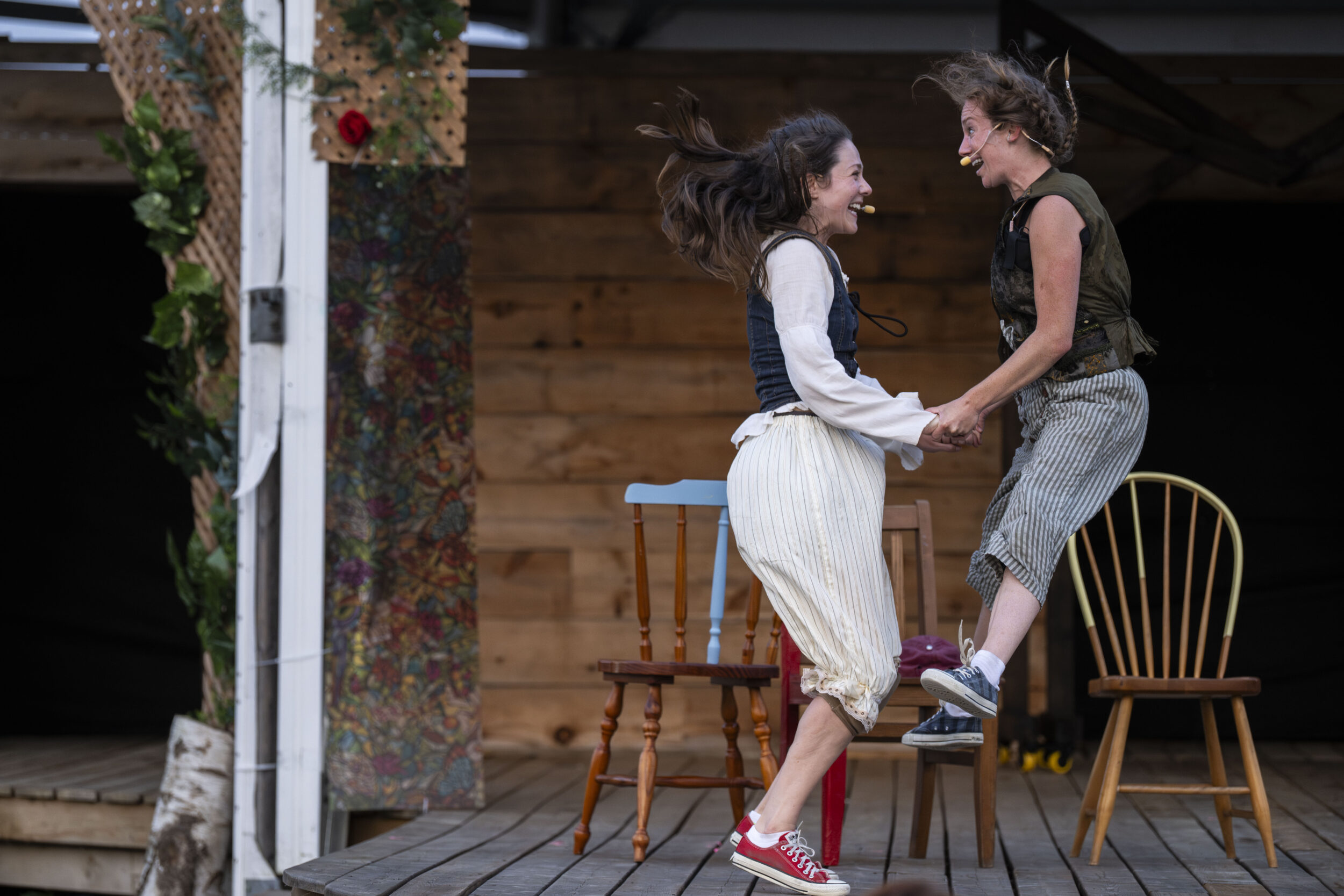 <p>Breanna Maloney and Lindsey Middleton star in the County Stage production of Snow White last summer at The Eddie Outdoor Pavilion. This year’s family-friendly production is Pinocchio. (Seanna Kennedy/Photographer)</p>
