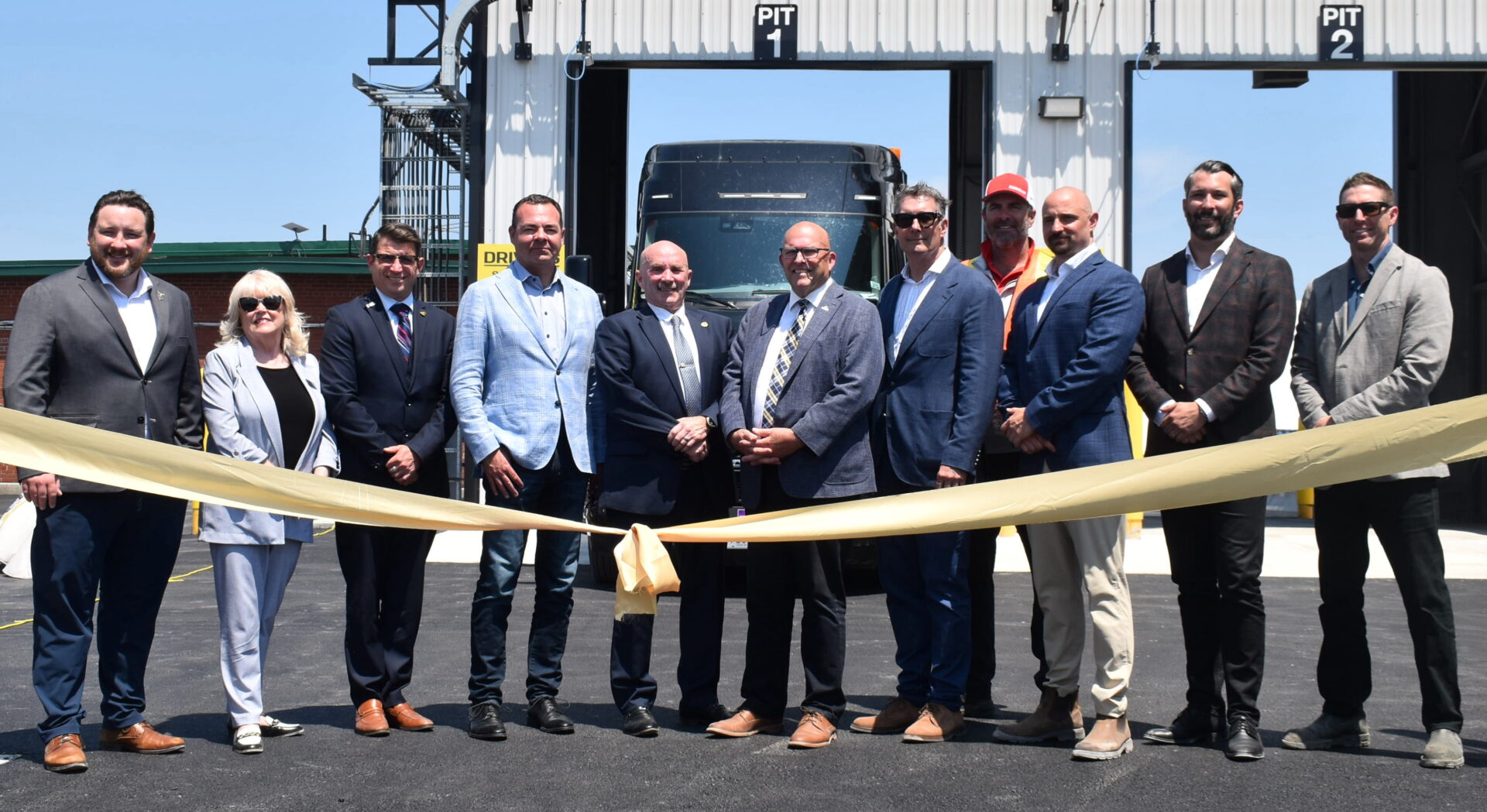 <p>A Reynolds Brothers Trucking Semi broke through the ribbon at the grand opening of Parrish & Heimbecker’s Picton grain terminal June 8.<br />
About 350,000 tonnes of grain grown in Eastern Ontario will be shipped annually to ports along the St. Lawrence Seaway and Northern Europe. (JASON PARKS / GAZETTE STAFF) </p>
