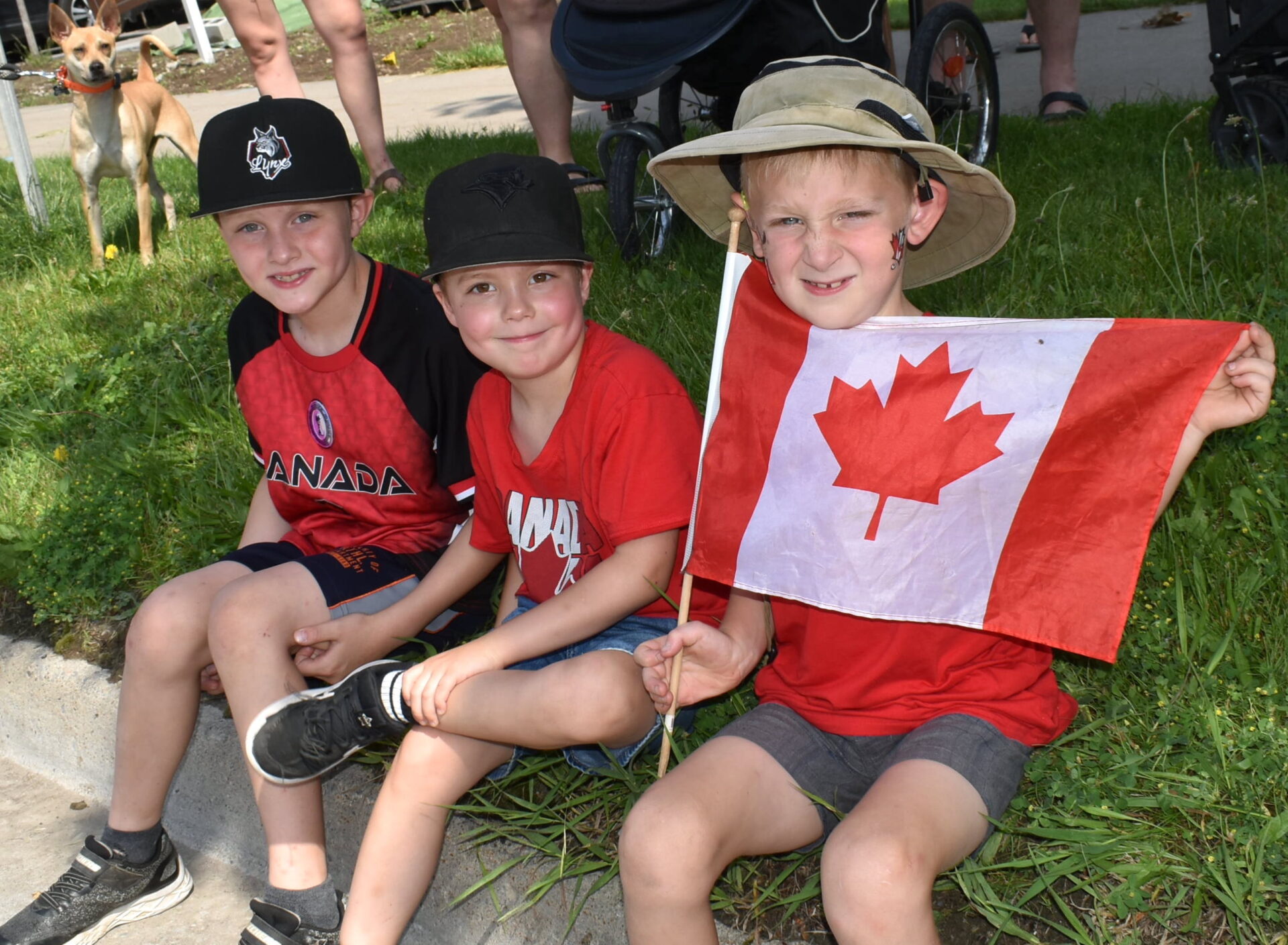 <p>Trent Kelly, Reid Kelly,and Auke Ewing were showing their Canadian Pride in Wellington this Canada Day. (Jason Parks/Gazette Staff)</p>
