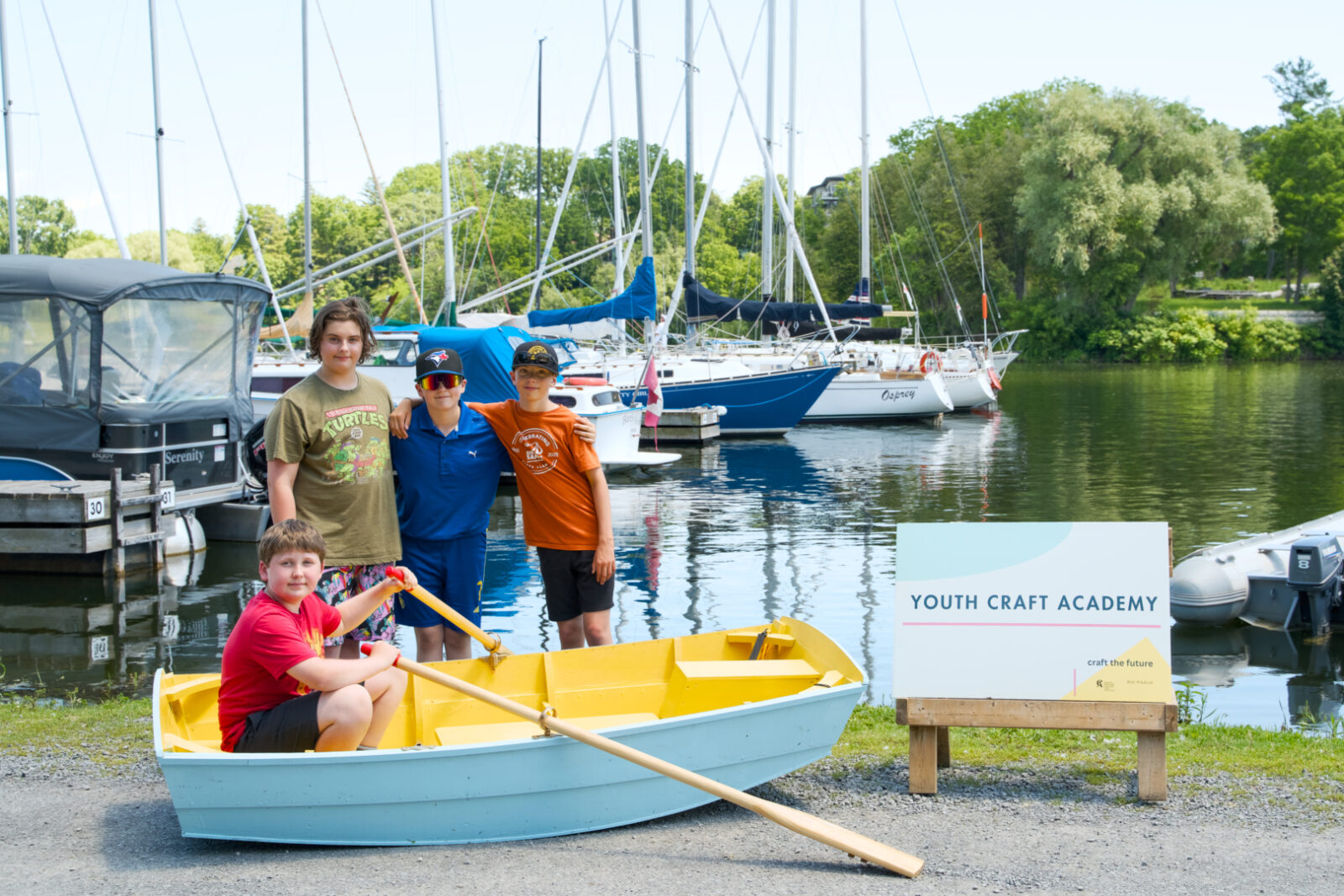 <p>Henri Coldicott, Jimmy Coldicott, Lachlan Bodnar, and (in boat) Niall Carroll (Photo: Chris Bodnar)</p>
