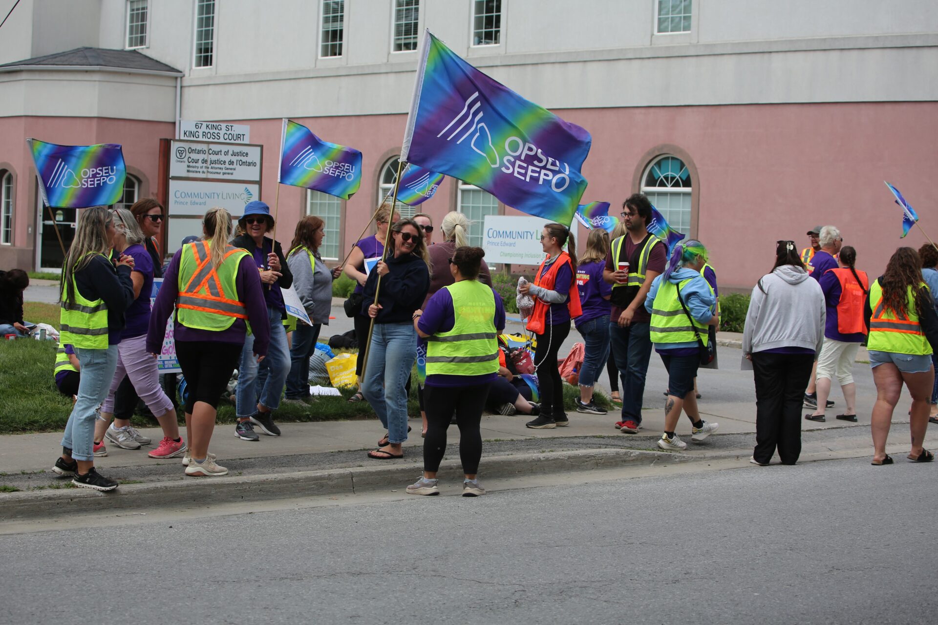 <p>OPSEU Local 448 workers picket outside the CLPE offices last week. (Supplied Photo)</p>
