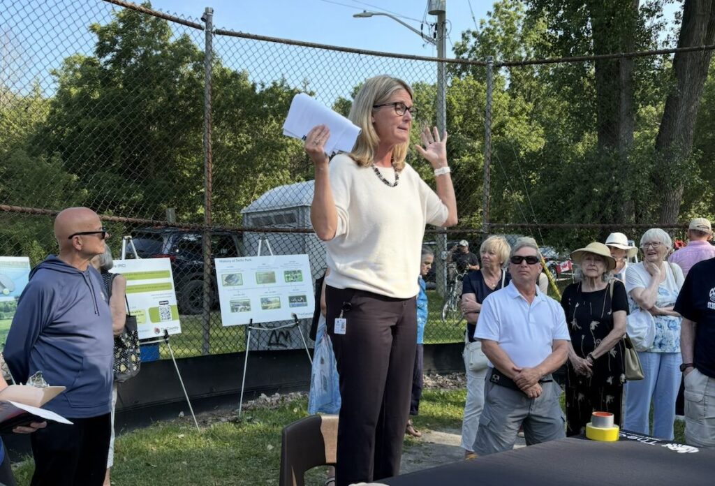 <p>Director of Recreation Lisa Lindsay at the Pickleball PIC in Delhi Park.</p>
