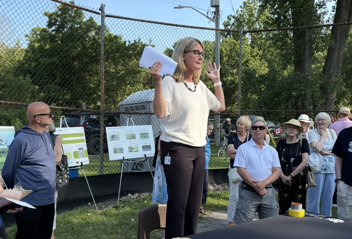 <p>Director of Recreation Lisa Lindsay at the Pickleball PIC in Delhi Park.</p>
