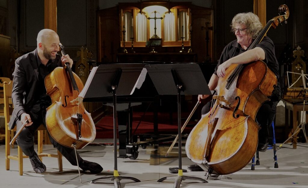 <p>Franz Ortner and Joel Quarrington at St. Mary Magdalene in 2025. (Photo by Brian Legere)</p>
