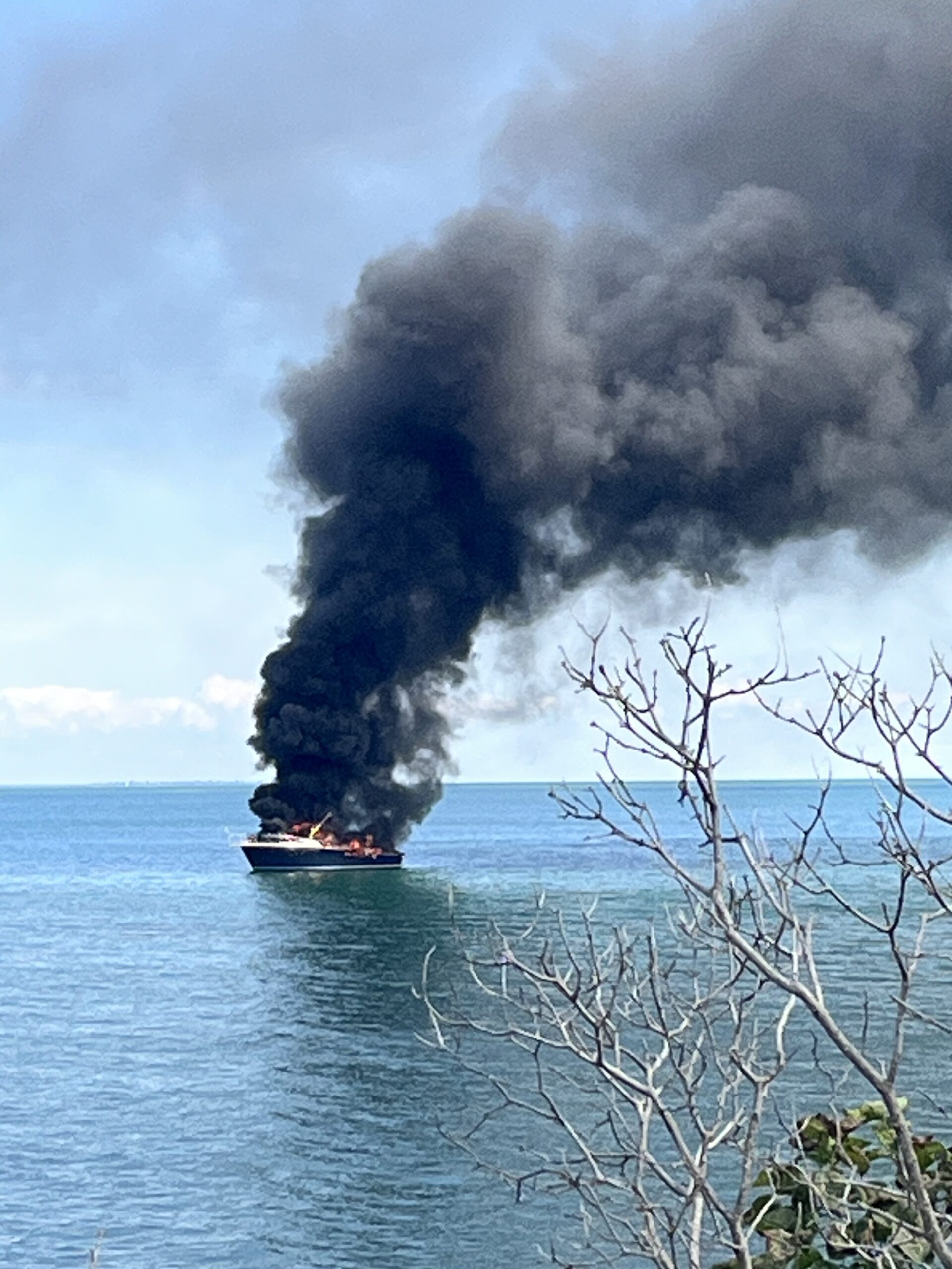 <p>PEC Fire Services collaborated with the Coast Guard Auxiliary and the Joint Rescue Coordination Centre in Trenton to pull this vessel from the water on Friday afternoon off Long Point. (Submitted photo).</p>
