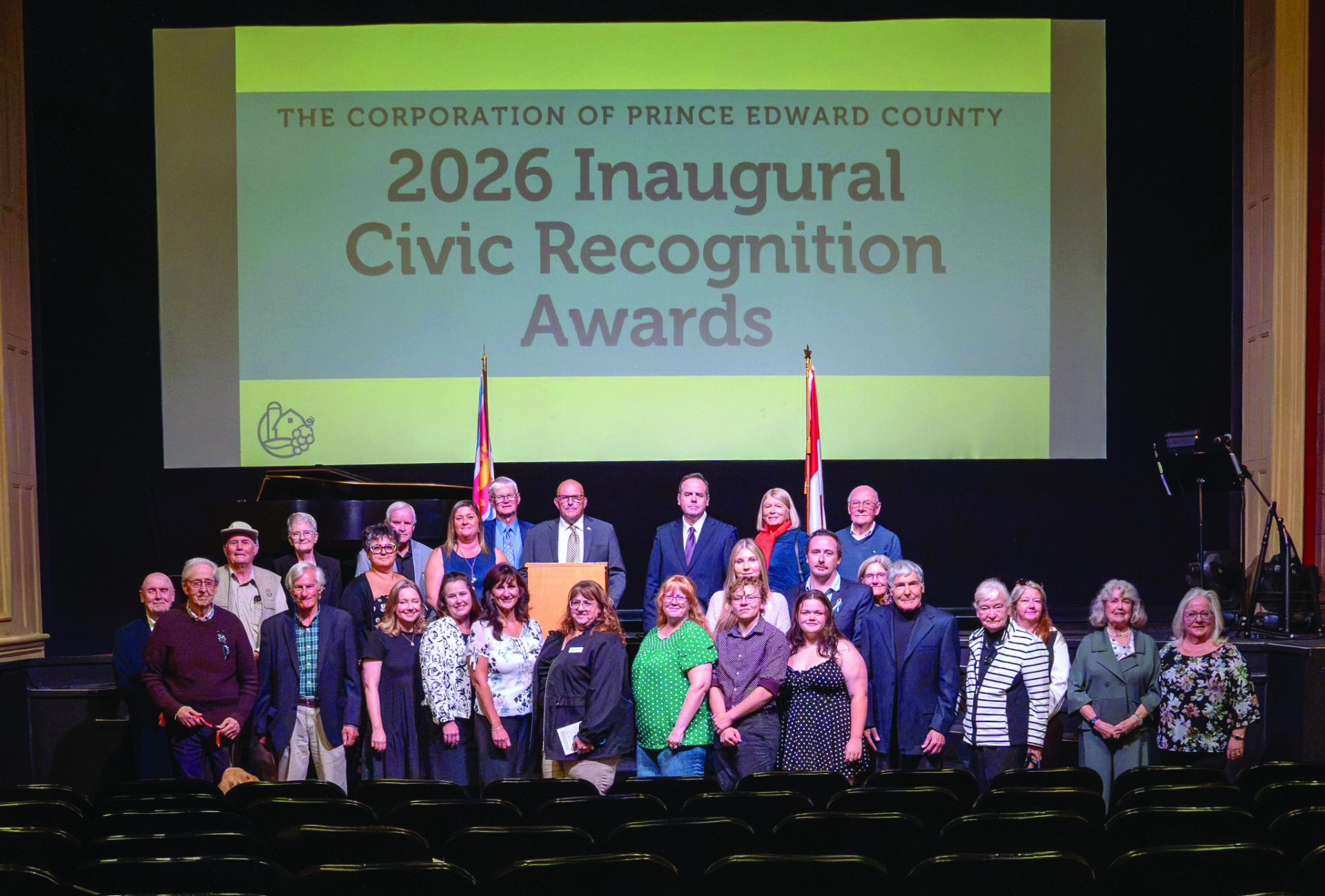 <p>Recipients of Civic Recognition Awards posed for a photo before the ceremony on Thursday. (Photo by Michelle Beaudette) </p>
