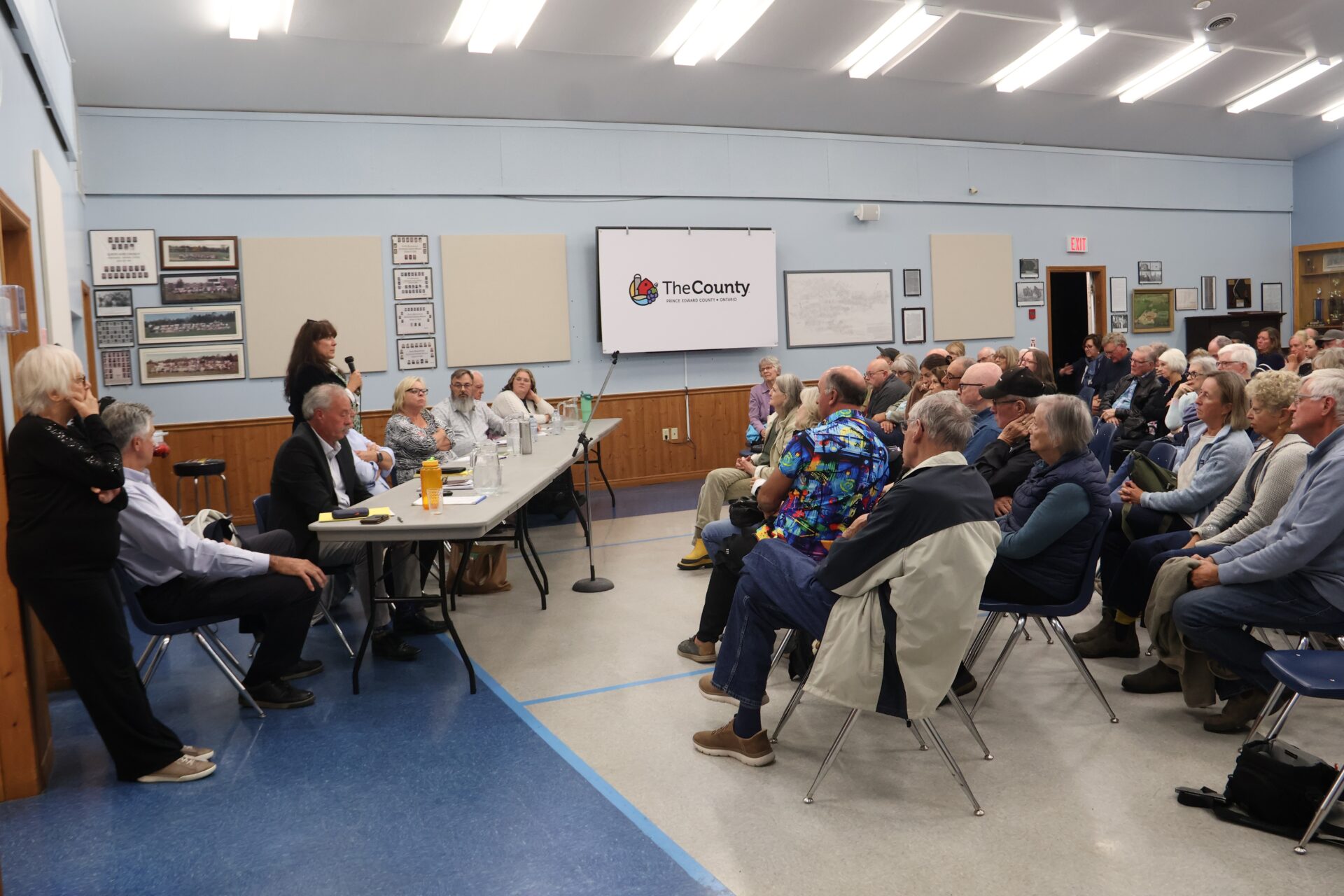 <p>Candidates in North Marysburgh joined the three mayoral candidates for a town hall in front of a packed house last week. Here, Tracey Stevens takes her turn. (Josh Thomas/Gazette Staff) </p>
