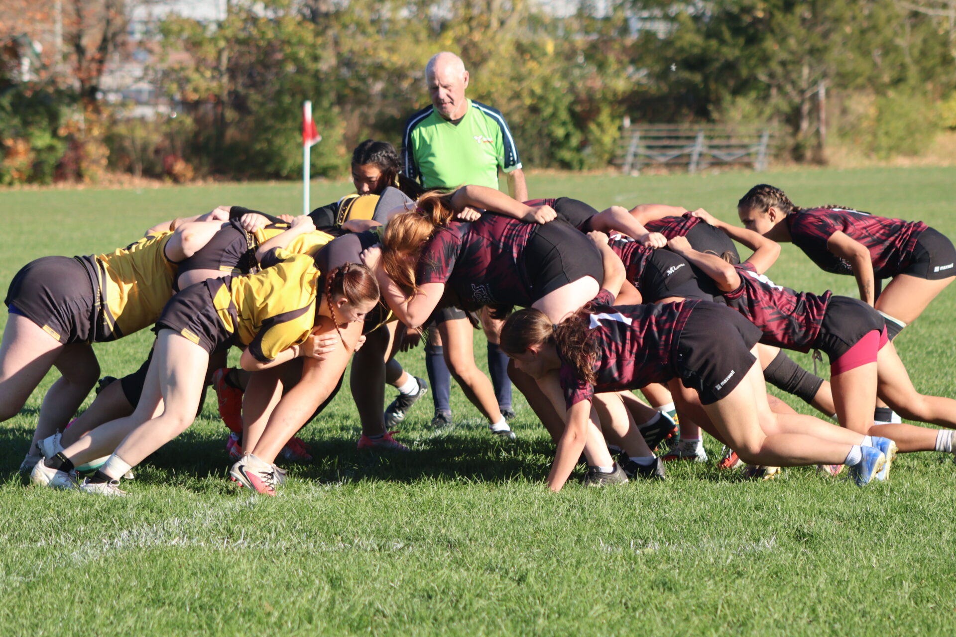 <p>The PECI Sr. Girls Rugby team took down the Trenton High School Tigers 66-19 to advance to the semi-final in the Bay of Quinte Athletics Association. (Photo by Josh Thomas/Gazette Staff)</p>

